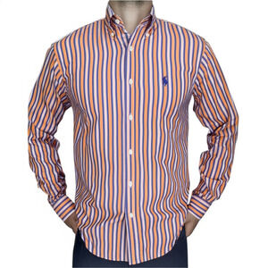 Polo Ralph Lauren Mens Orange Blue White Blake Longsleeve Buttondown Classic